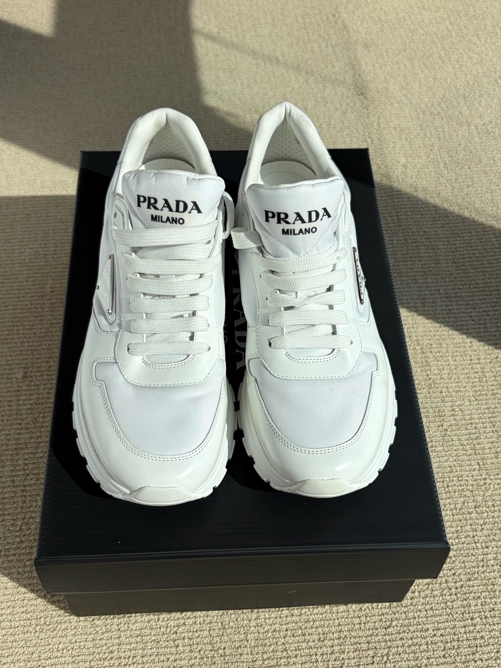 Prada Downtown Sneakers White Leather (Us Men’s 8.5)